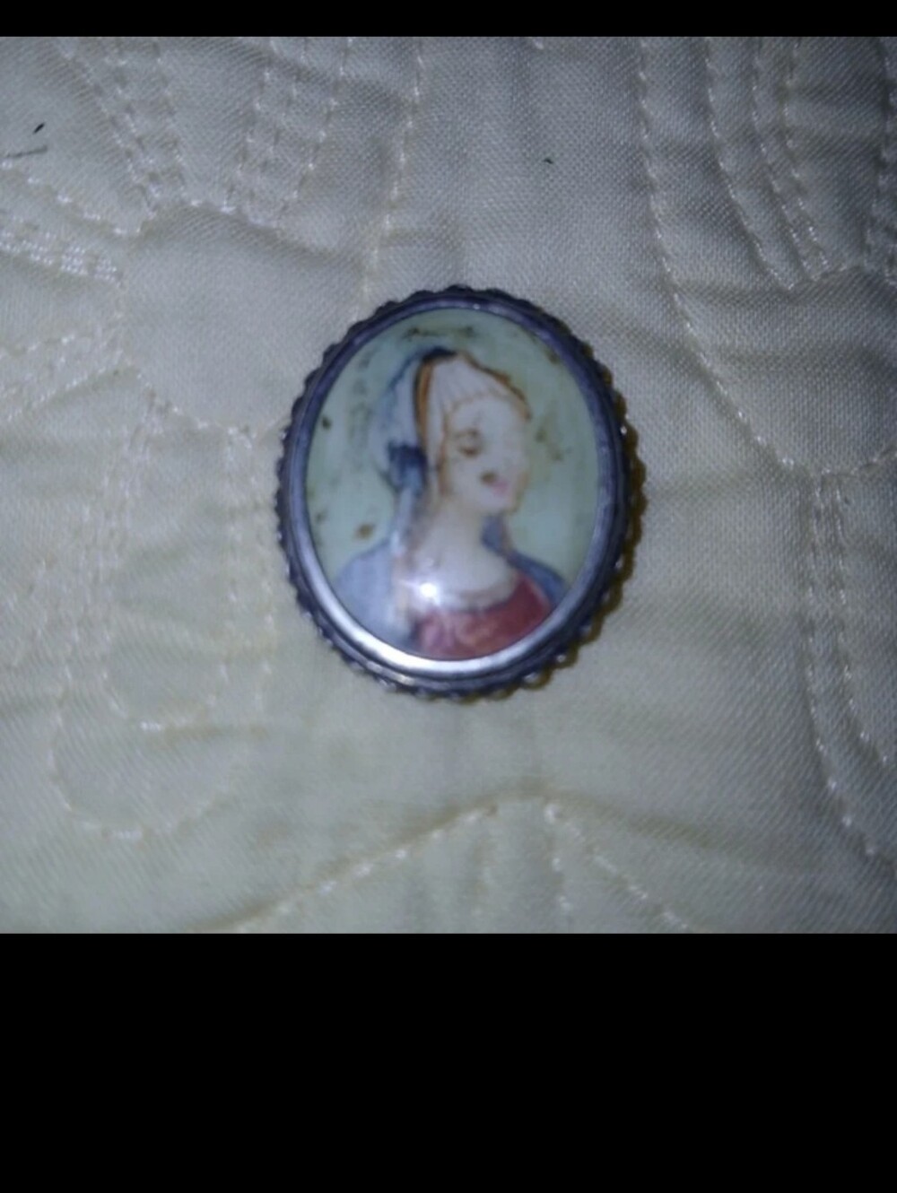 Antique 800 Silver Miniature Portrait Brooch Pendant - Picture 8 of 10